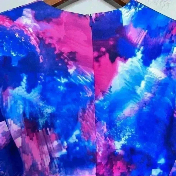 Rare London Deep V Pink and Blue Mini Dress Size 6 - Picture 5 of 7